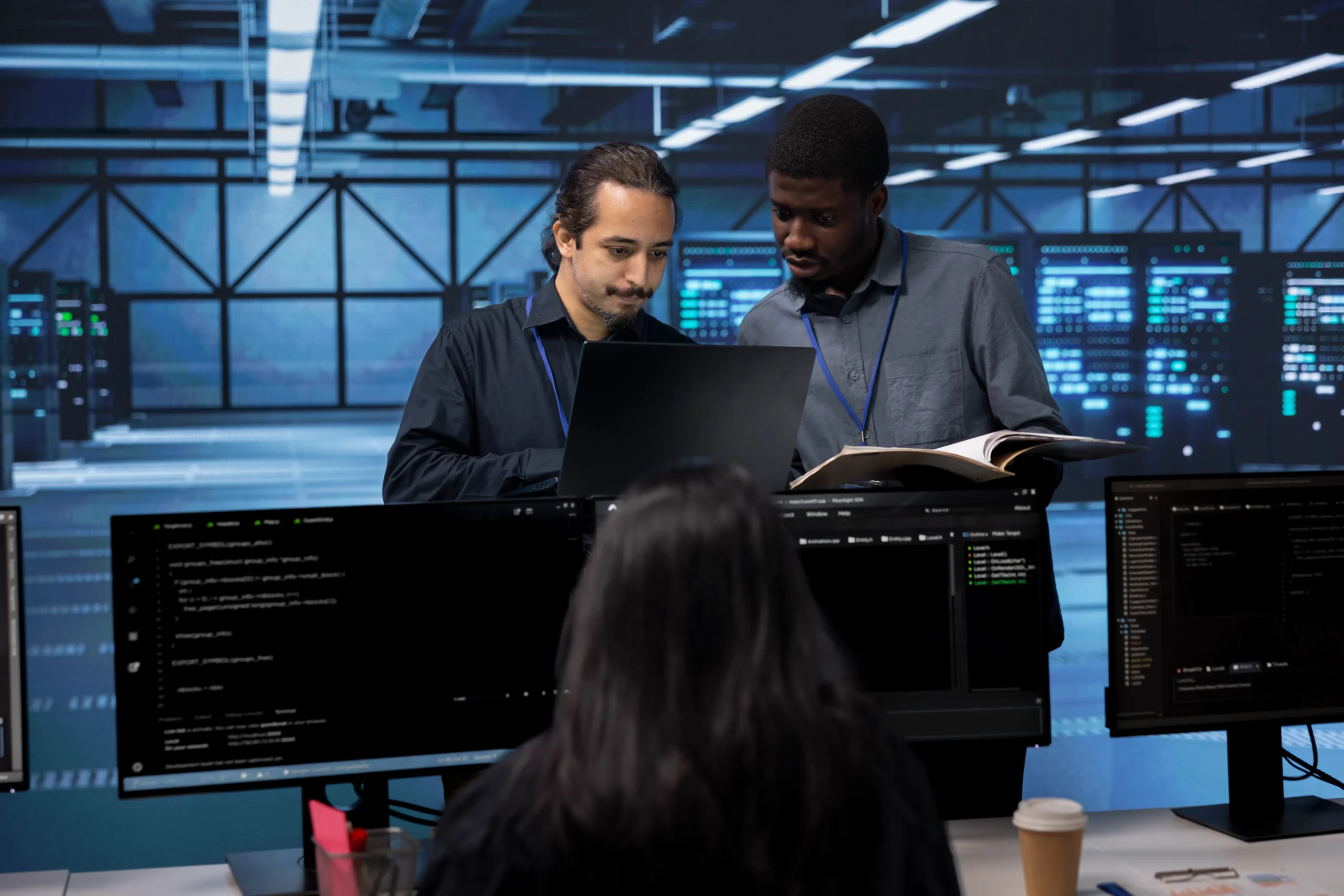 Human Resources Tailored for the Engineering and Technology Industries - Team of engineers in data center looking at data on their computer