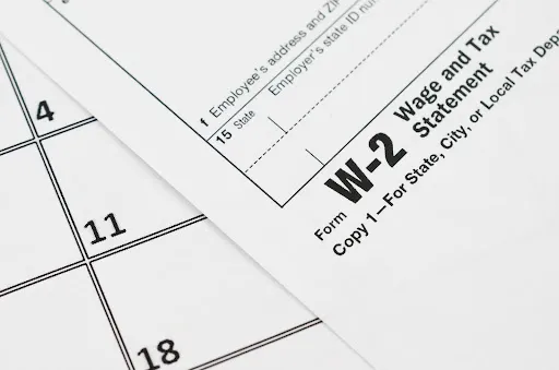 Close-up view of a W-2 form.