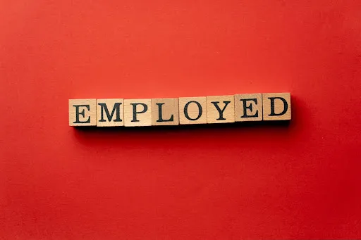 Word “employed” on wood blocks.